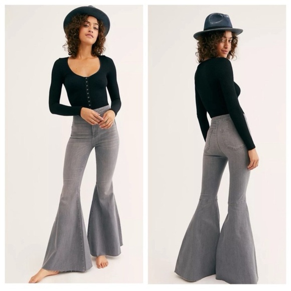 Free People Just Float On Flare Stretch Jeans – gray denim size 26